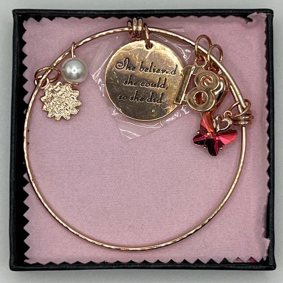 MOOHAM Charm Bangle Bracelet : “she believed she could so she did” - Picture 2 of 3
